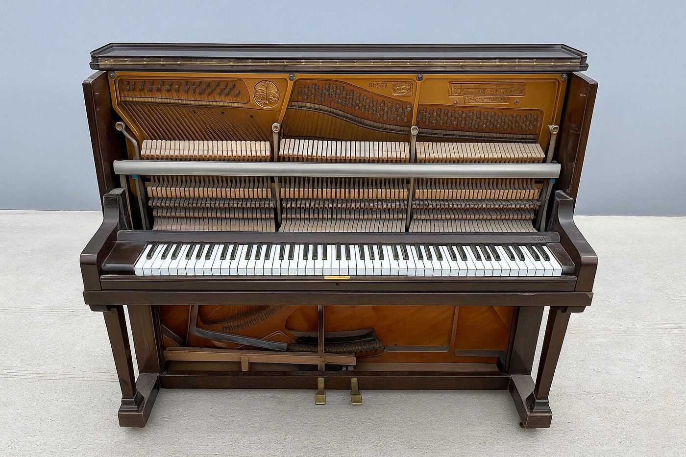 Piano part-dismantled into timber and metal for recycling