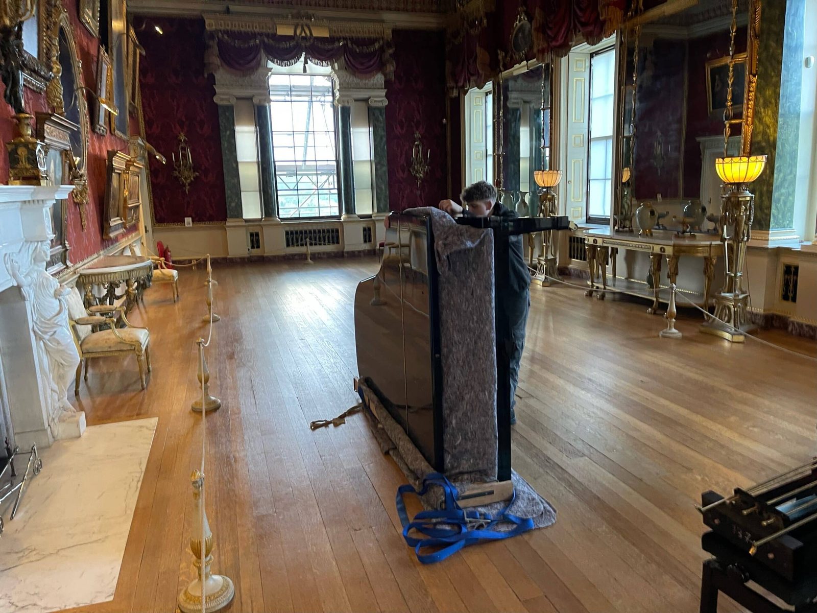 Piano removal at a period house in Yorkshire